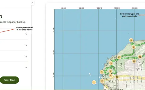 Przygotowanie do drukowania map: wybierz rozmiar papieru, orientację i skalę, aby stworzyć własną mapę.