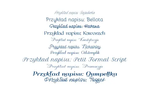 Przykłady napisów z polskimi znakami w różnych czcionkach, idealne do Worda.