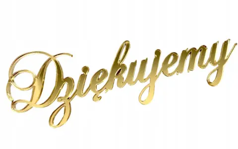 Złoty, błyszczący napis "Dziękujemy" do druku, idealny na specjalne okazje.